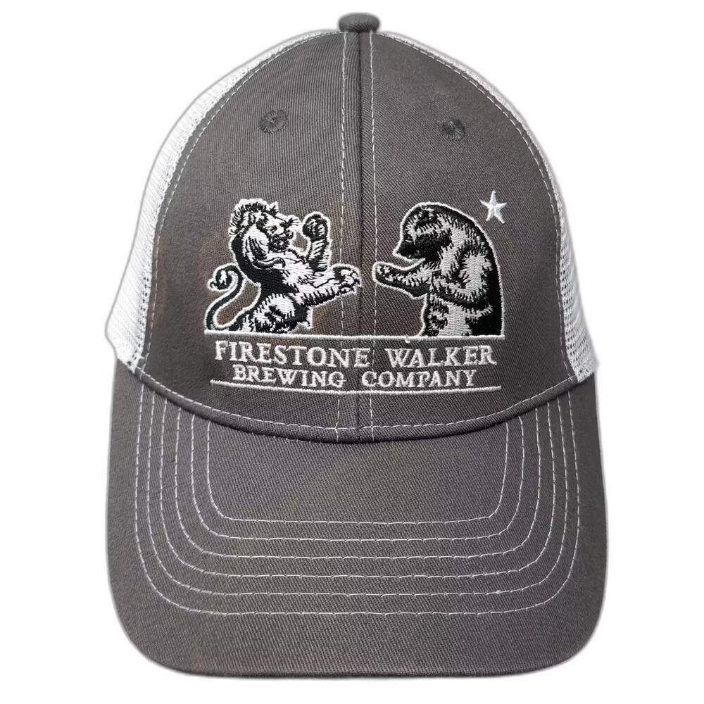 Firestone Walker Trucker Hat Gray White OS Brewing Company Logo Embroidered Mesh
